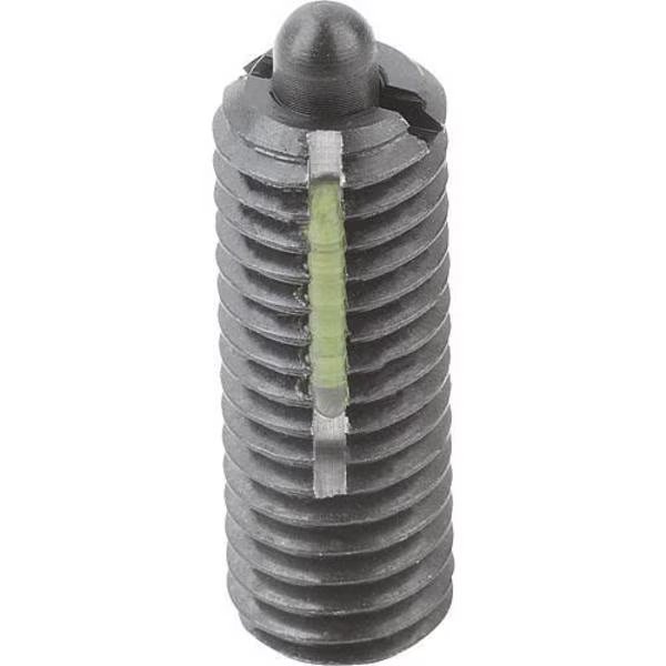 Spring Plunger Light Spring Force, Long-Lok D=3/8-16 L=22, Steel, Comp: Pin Steel, KIPP, Mfr# K0327.1A4