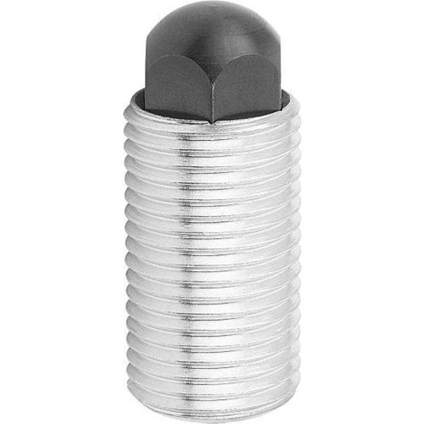 Push-Pull Plunger, Heavy Spring Force, With Rotation Lock, D=M12X1, 5 L=20, Form: H, Round end, KIPP, Mfr# K0977.2212