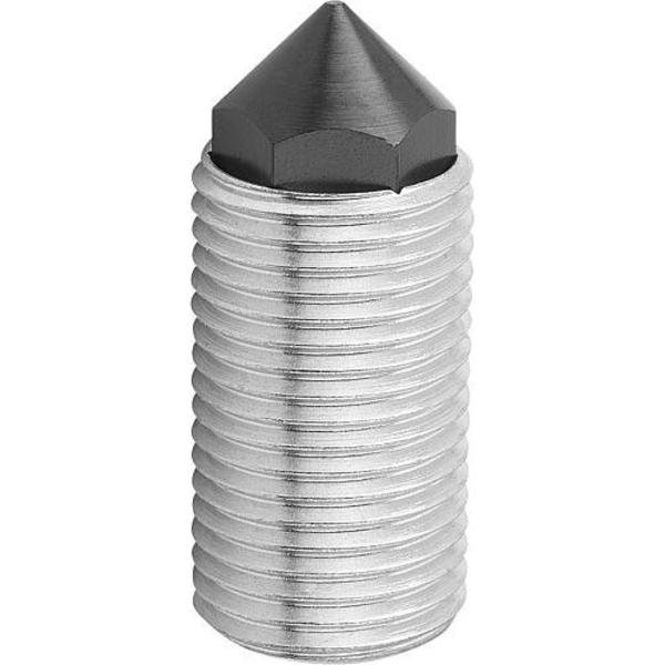 Push-Pull Plunger, Heavy Spring Force, With Rotation Lock, D=M12X1, 5 L=20, Form: K, Conical End, KIPP, Mfr# K0977.3212