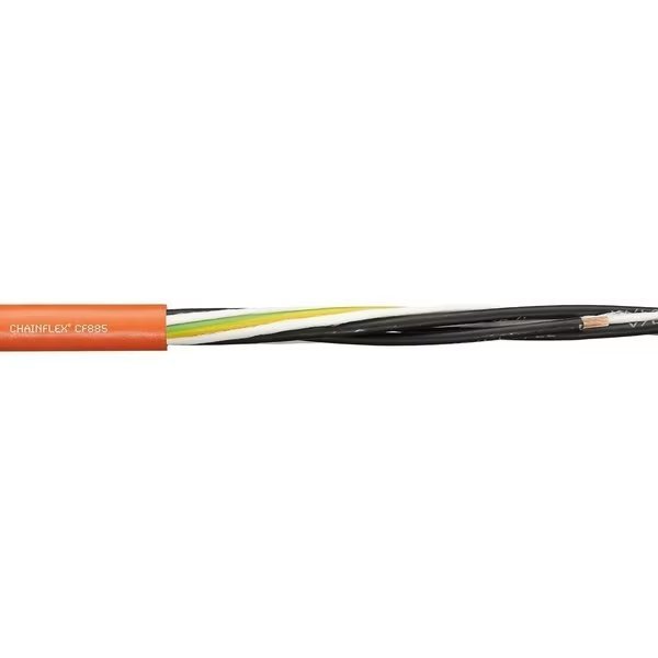 Power Cable, PVC, 0.45 in dia, Lt Orng, CHAINFLEX, Mfr# CF885-40-04
