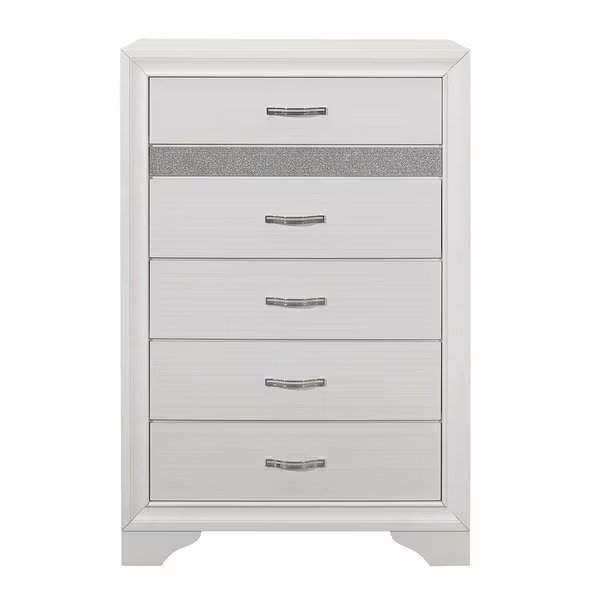 Luster Bedroom Chest, White, Homelegance, Mfr#: 1505W-9