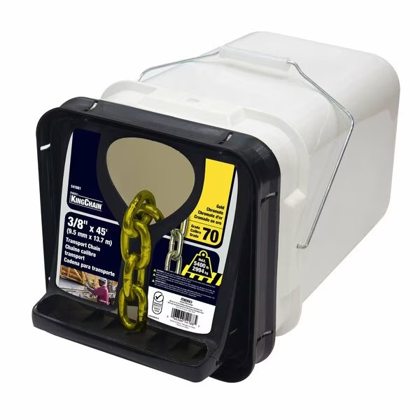 3/8 in. x 45 ft. Grade 70 Transport Chain Yellow Chromate, Kingchain, Mfr#: 541881