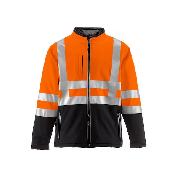Hivis Insulated Softshell Jacket Black/Orangel2 Med, Refrigiwear, Mfr#: 0496RBORMEDL2