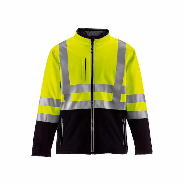 Hivis Insulated Softshell Jacket Black/Limel2 3XL, Refrigiwear, Mfr#: 0496RBLM3XLL2