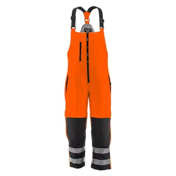Hivis Insulated Softshell Bib Overalls Black/Orangel2 Lar, REFRIGIWEAR, Mfr# 0497RBORLARL2
