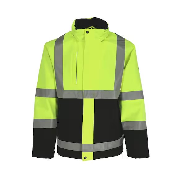 Hivis 3-In-1 Rainwear Jacket Black/Limel2 4XL, REFRIGIWEAR, Mfr# 9178RBLM4XLL2