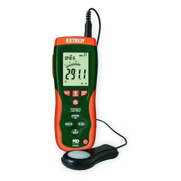 Light Meter, 0.01-40,000 Fc, Data Logging, Extech, Mfr#: HD450
