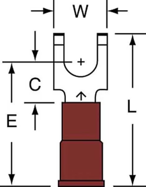 22-18 AWG Nylon Block Fork Terminal #10 Stud PK1000, 3M, Mfr# MNG18-10FFBK