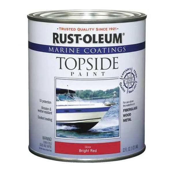 Topside Paint, Bright Red, Alkyd, Rust-Oleum, Mfr#: 207004