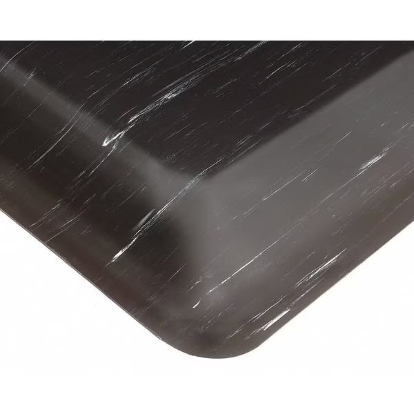Antifatigue Runner, Black, 60 ft. L x 4 ft. W, Marble Surface Pattern, 1/2