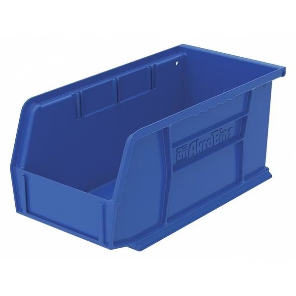 Hang & Stack Storage Bin, Blue, Plastic, 10 7/8 in L x 5 1/2 in W x 5 in H, 30 lb Load Capacity, AKRO-MILS, Mfr# 30230BLUE