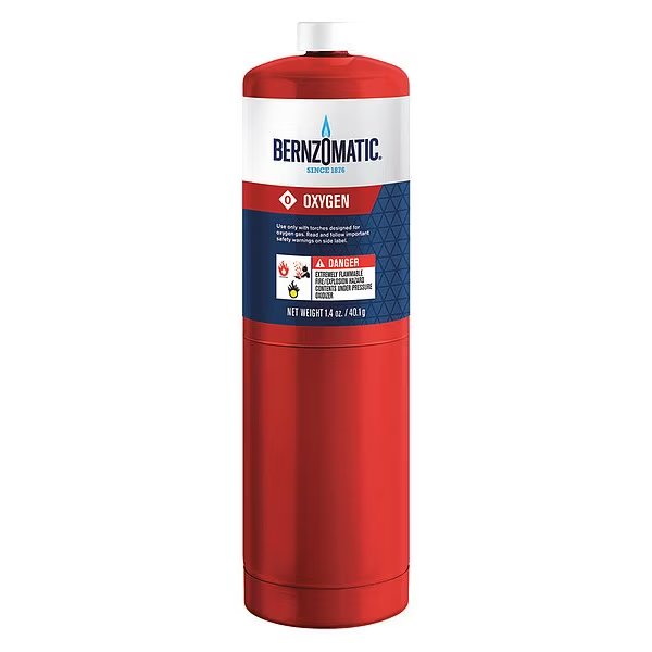 Fuel Cylinder, Oxygen, 1.4 oz, CGA 601 LH, Bernzomatic, Mfr#: 333666