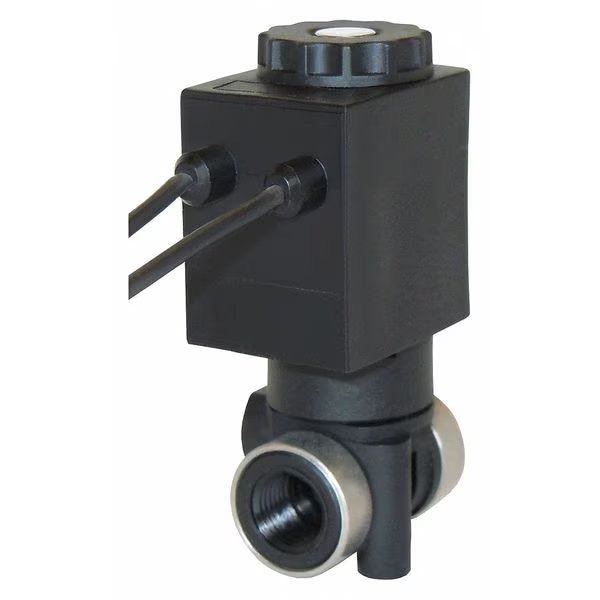24V DC Glass-Filled Nylon Solenoid Valve, Normally Closed, 1/8 in Pipe Size, SPARTAN SCIENTIFIC, Mfr# 3827-B80-AA83B