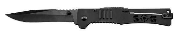 Folding Knife, Clip Point, Black, 4-3/16 In