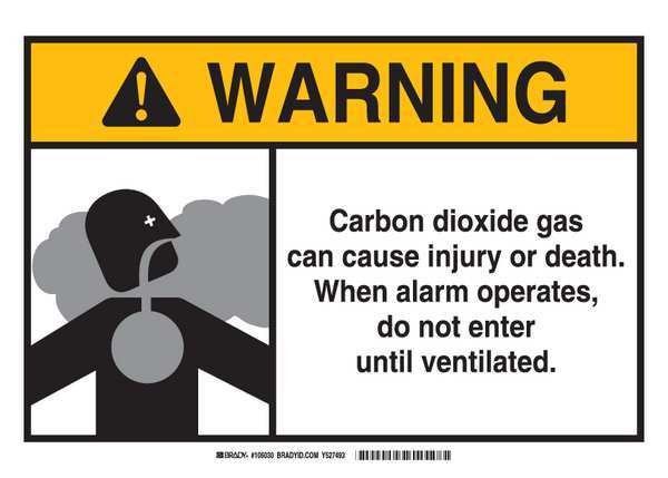 Warning Sign, 10 in H, 14 in W, Fiberglass, Rectangle, English, 106030, BRADY, Mfr# 106030