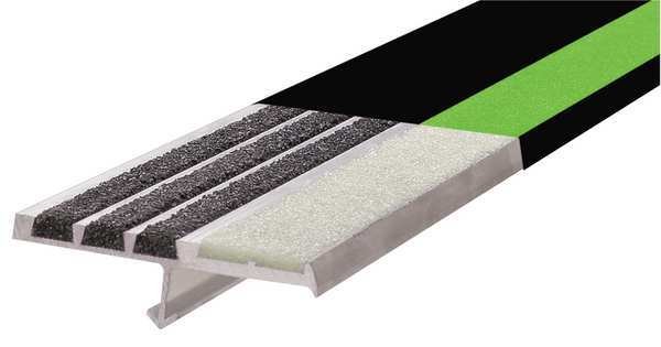 Stair Nosing, Black, 60in W, Extruded Alum, M231BFNGBLA5, WOOSTER PRODUCTS, Mfr# M231BFNGBLA5
