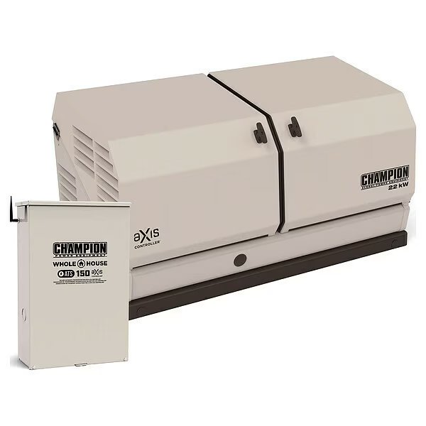 Standby Generator, Natural Gas/Propane, Single Phase, 22kW LP/19.8kW NG, Air Cooled, Champion Power Equipment, Mfr#: 201378
