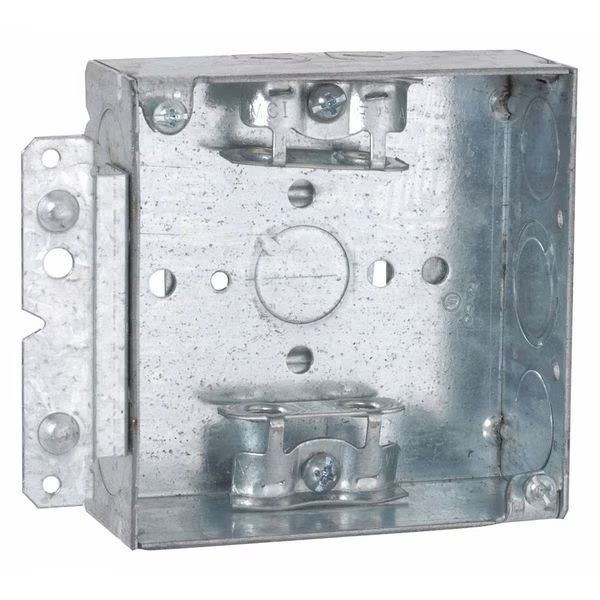 Box, Sq, 1-1/2 D, Mc-Clp Hbrkt, 1/2-3/4, 4, RACO, Mfr# 213HWP