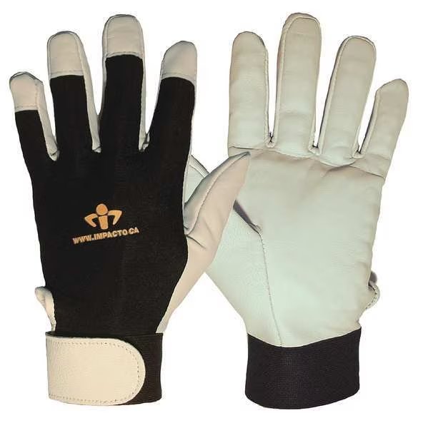 Anti-Vibration Gloves, Leather, M, PR, IMPACTO, Mfr# US41330