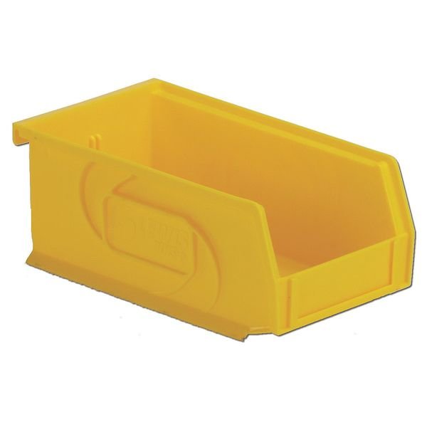 Hang & Stack Storage Bin, Yellow, Plastic, 7 3/8 in L x 4 1/8 in W x 3 in H, 25 lb Load Capacity, LEWISBINS, Mfr# PB74-3 Yellow