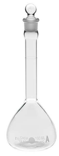 Volumetric Flask, 100mL, CHEMGLASS, Mfr# CG-1600-05