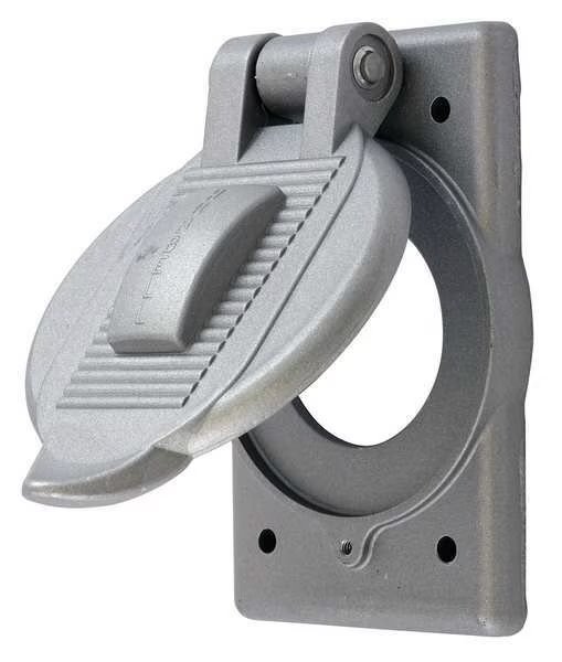 1 -Gang Vertical Weatherproof Cover, 2 27/32 in W, 4 9/16 in H, Cast Aluminum, HUBBELL WIRING DEVICE-KELLEMS, Mfr# HBL3393