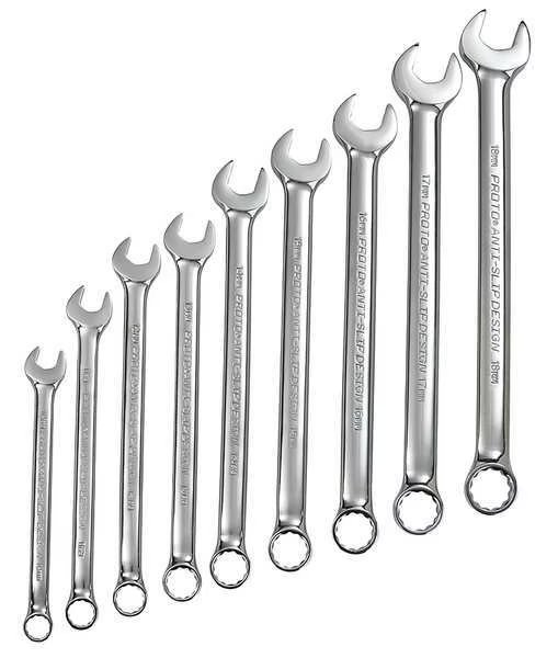 Combination Wrench Set, Metric, 9 pcs., Proto, Mfr#: J1200M9T5