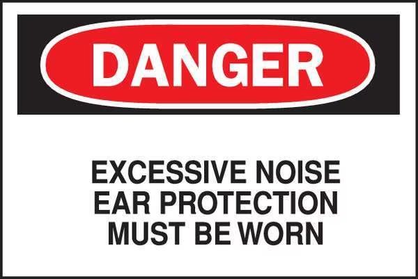 Ear Protection Sign, Sign Background Color: White, BRADY, Mfr# 43059