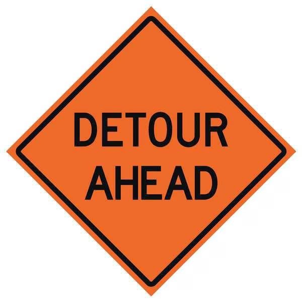Detour Traffic Sign, 48 in H, 48 in W, Vinyl, Diamond, English, 669-C/48-NRVFO-DA, EASTERN METAL SIGNS AND SAFETY, Mfr# 669-C/48-NRVFO-DA