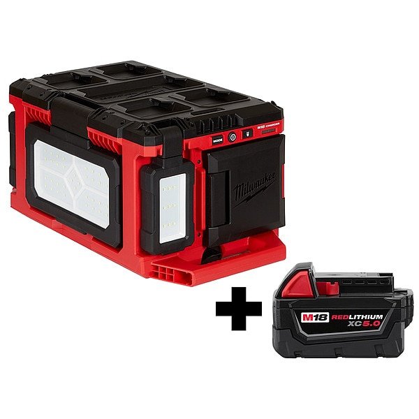 M18 Light/Charger. XC5.0 Battery Pack, MILWAUKEE TOOL, Mfr# 2357-20,48-11-1850