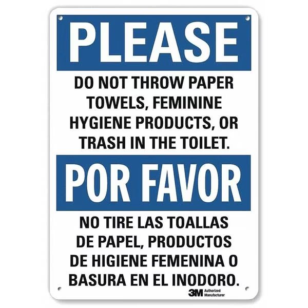 Hygiene Sign, 10x7 In., Bilingual, U1-1049-RA_7X10, LYLE, Mfr# U1-1049-RA_7X10
