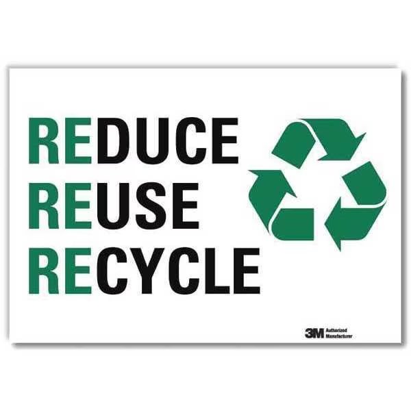 Recycling Sign, 14x10 In., English, U1-1075-RD_14X10, Lyle, Mfr#: U1-1075-RD_14X10