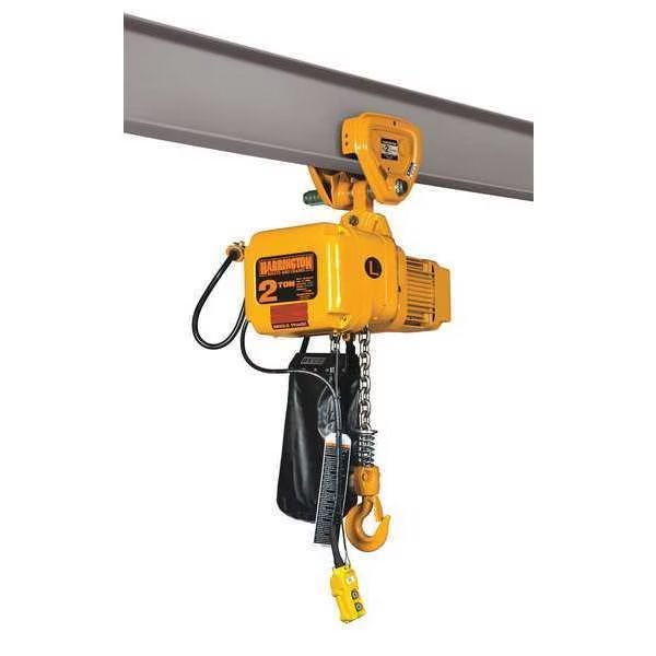 Electric Chain Hoist, 1,000 lb, 10 ft, Push Trolley, HARRINGTON, Mfr# SNERP005S-10