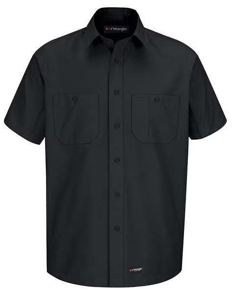 Short Sleeve Shirt, Blk, Polyester/Cottn, S, DICKIES, Mfr# WS20BK SS S