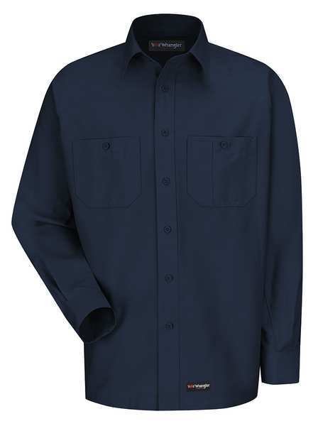 Long Sleeve Shirt, Navy, Polyester/Cotton, DICKIES, Mfr# WS10NV RG XL