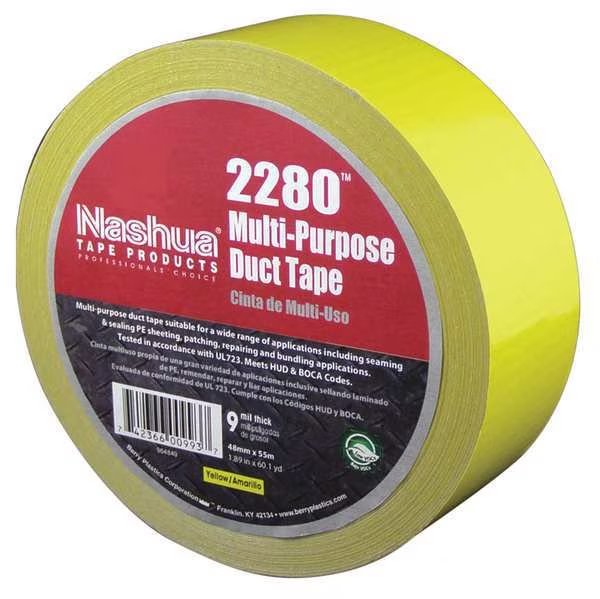 Duct Tape, 48mm x 55m, 9 mil, Yellow, NASHUA, Mfr# 2280