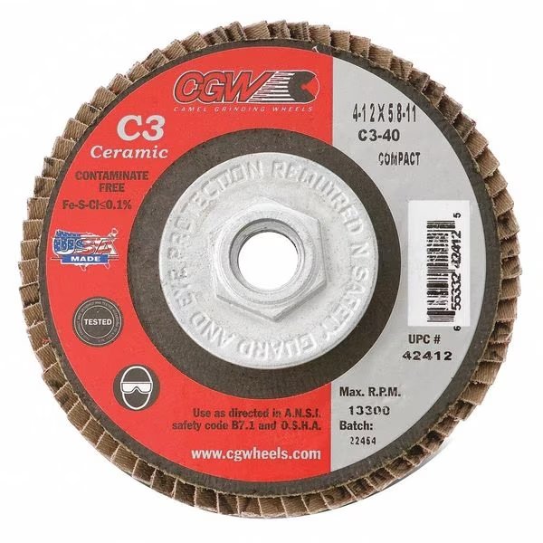 Flap Disc, 7x5/8-11, T27, C3, Cer, 36G, CGW ABRASIVES, Mfr# 42811