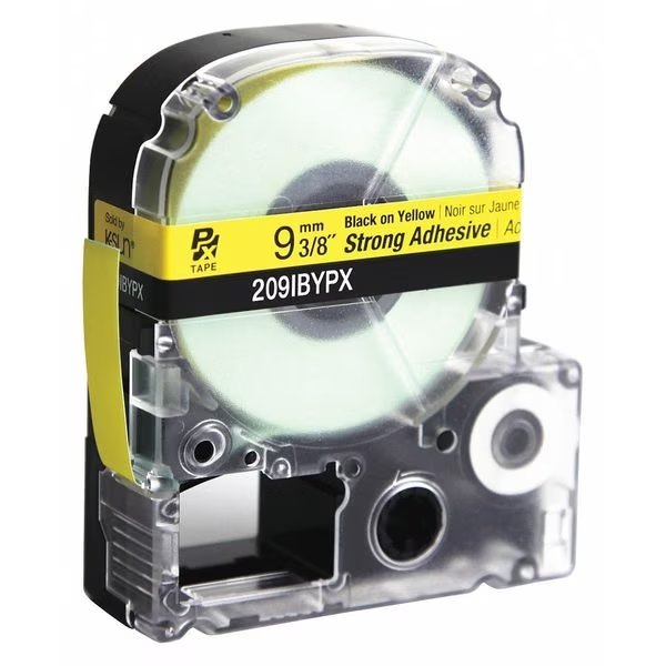 Labrel Tape, Blk/Yllw, Strng Adhesive, 3/8, LABELWORKS PX, Mfr# 209IBYPX
