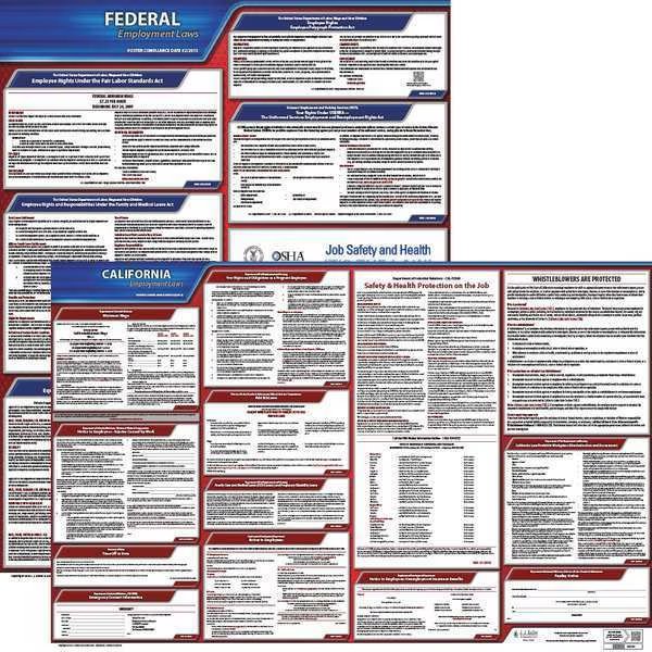 LaborLaw Poster, Fed/STA, CA, ENG, 20inH, 3yr, Jj Keller, Mfr#: 100-CA-3