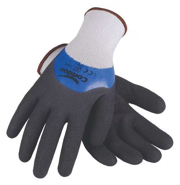 Nitrile Coated Gloves, 3/4 Dip Coverage, Black/Blue, 2XL, PR, CONDOR, Mfr# 29JW01