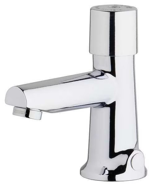 Metering Single Hole Mount, 1 Hole Straight Spout Bathroom Faucet, Chrome plated, Chicago Faucet, Mfr#: 3501-E2805ABCP