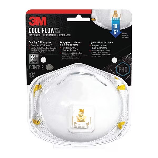 N95 Disposable Respirator w/ Valve, Universal, PK6, 3M, Mfr#: 8511HA1-2C-PS