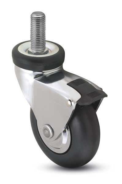 Swivel Stem Caster w/Brake, 3 in., 110 lb., COLSON, Mfr# POM30637BC-NPRB