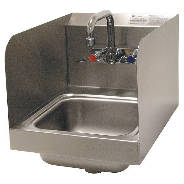 Hand Sink, Stainless Steel, Wall, 12 In. W, ADVANCE TABCO, Mfr# 7-PS-56