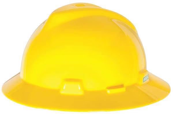 Full Brim Hard Hat, Type 1, Class E, Pinlock (4-Point), Yellow, MSA SAFETY, Mfr# 454730