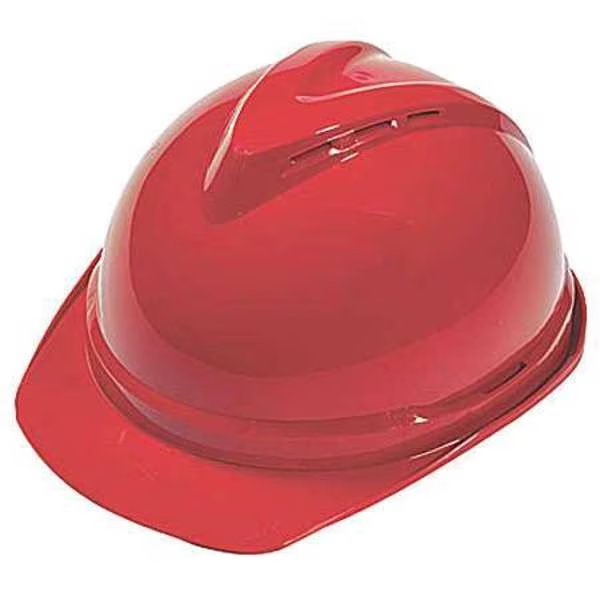 Front Brim Hard Hat, Type 1, Class C, Ratchet (6-Point), Red, MSA SAFETY, Mfr# 10034031
