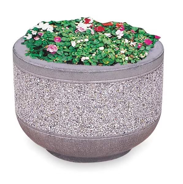 Security Planter, Round, 24 In. L, 17 In. H, Wausau Tile, Mfr#: TF4075B3