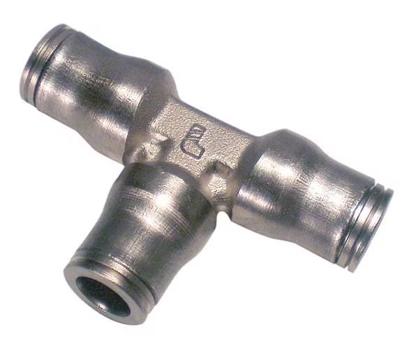 Nickel Plated Brass Union Tee, 13/32 in Tube Size, LEGRIS, Mfr# 3604 10 00