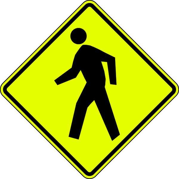 Pedestrian Crossing Pictogram Traffic Sign, 30 in H, 30 in W, Aluminum, Diamond, W11-2-30FA, LYLE, Mfr# W11-2-30FA