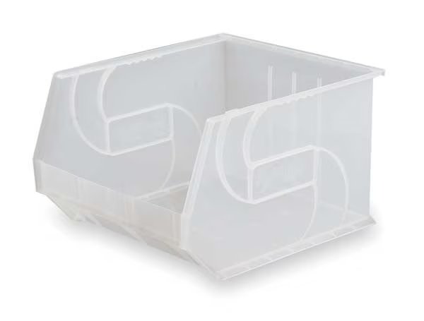 Hang & Stack Storage Bin, Clear, Plastic, 18 in L x 16 1/2 in W x 11 in H, 40 lb Load Capacity, LEWISBINS, Mfr# PB1816-11 Clear